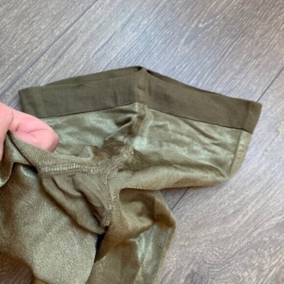 H&M Women's Leggings Tights Shimmer Metallic Shine Green Full length Footless - Picture 7 of 9